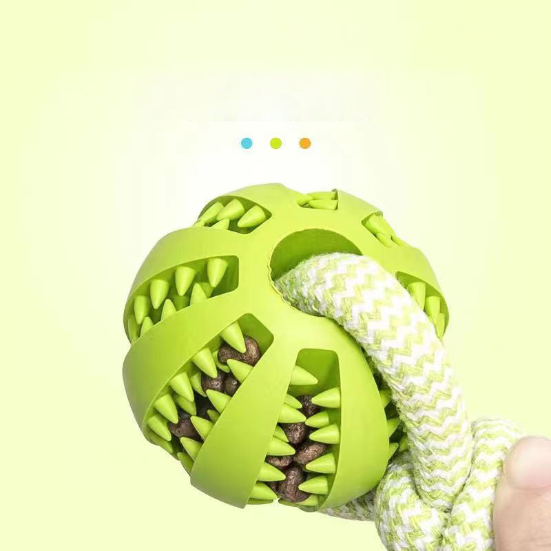 Interactive Dog Chew & Treat Ball with Rope