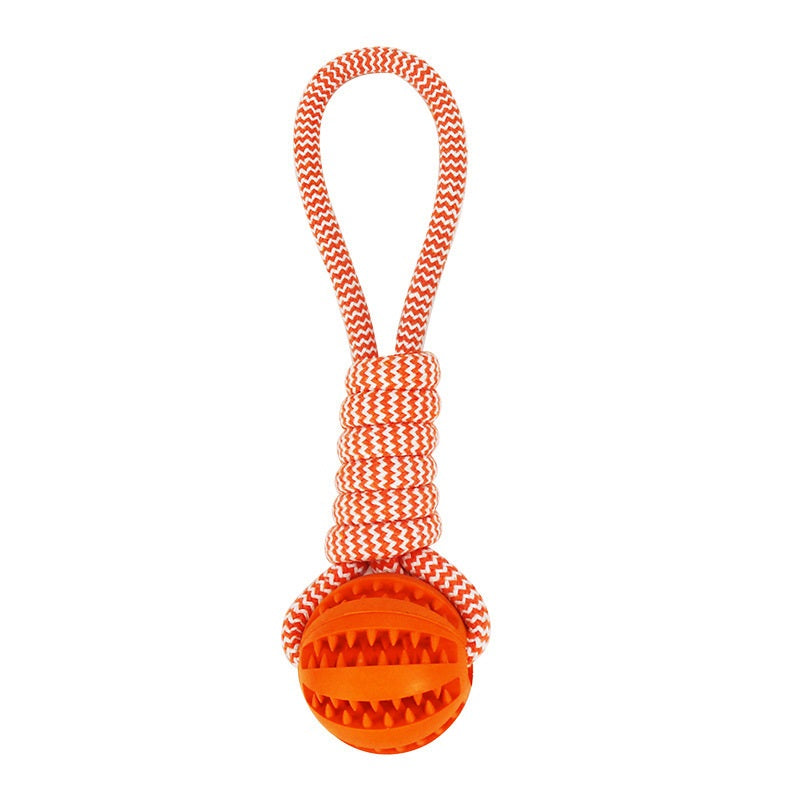 Interactive Dog Chew & Treat Ball with Rope