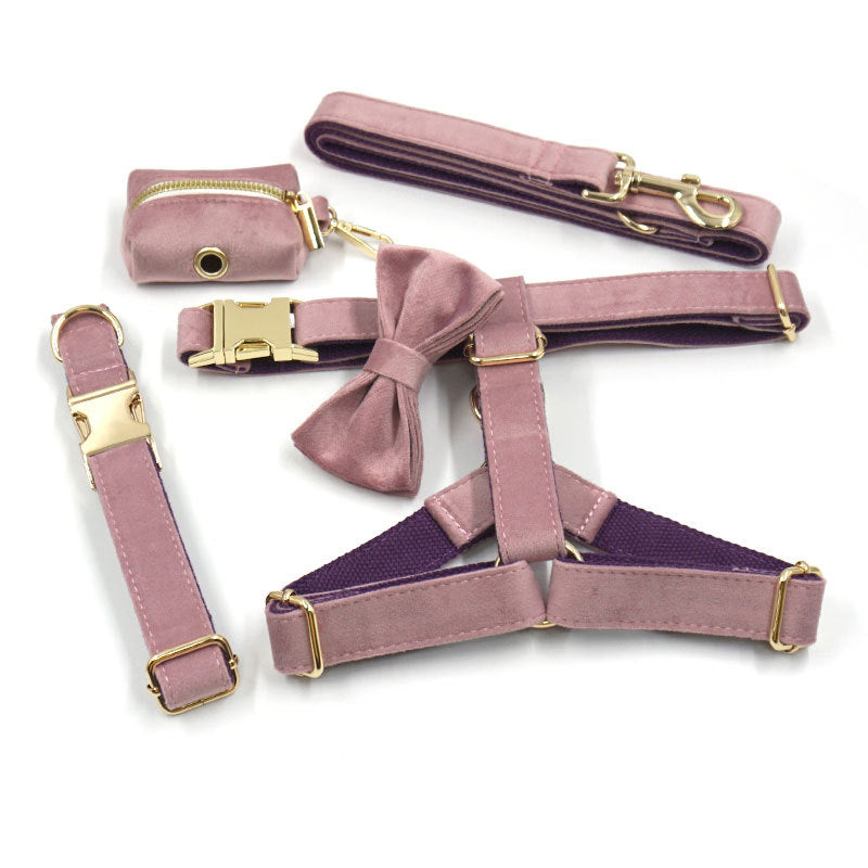 Green Velvet Pet Collar & Leash
