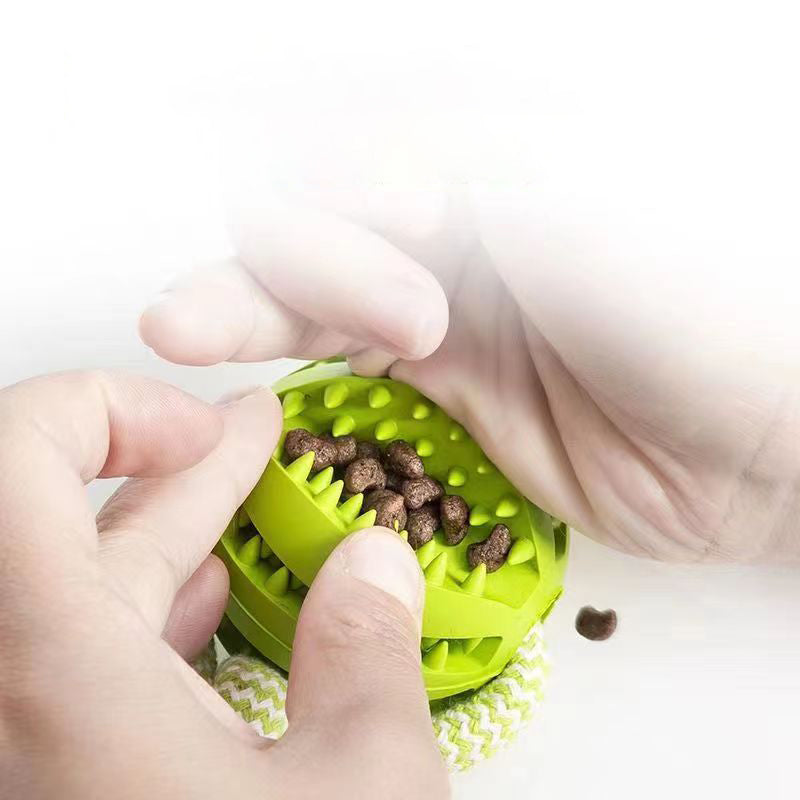 Interactive Dog Chew & Treat Ball with Rope