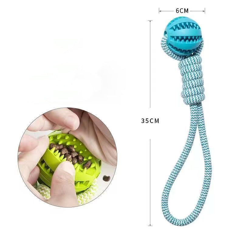 Interactive Dog Chew & Treat Ball with Rope