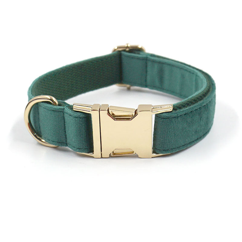 Green Velvet Pet Collar & Leash